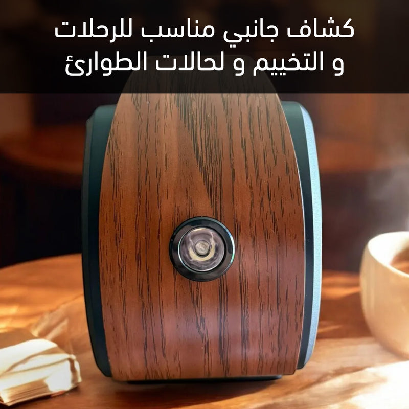 راديو خشبي بإضاءة لهب وكشاف جانبي مع مدخل لشحن الموبايل Retro Classic Flame Light Battery Powered Fm Radio Desktop Rad FP-535