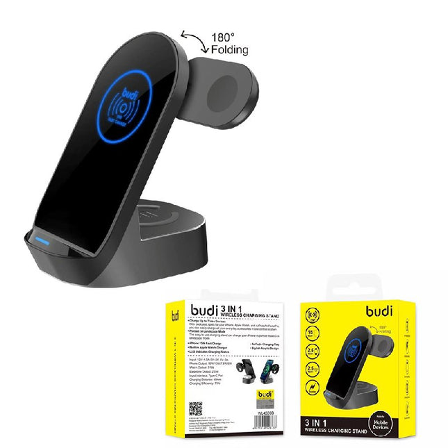 قاعدة شحن لاسلكية 3 في 1  للهاتف والساعة والسماعات Budi 3 In 1 Wireless charging stand