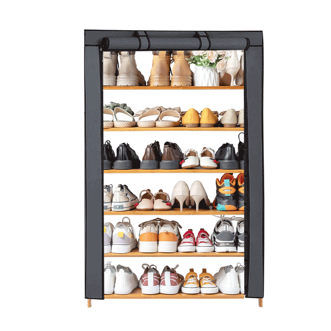 رفوف أحذية خشبية مع غطاء قماشي Wooden shoe racks with fabric cover