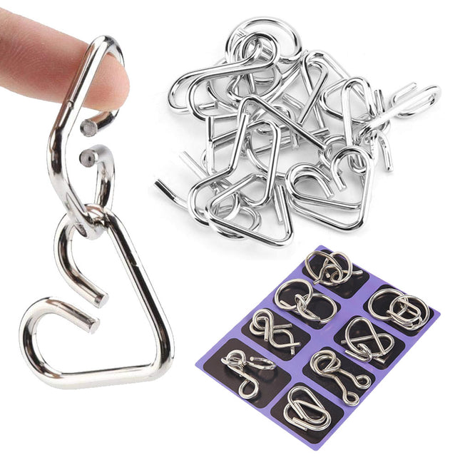 تحدي حلها و فكها 8 ألغاز معدنية METAL WIRE PUZZLE SETS