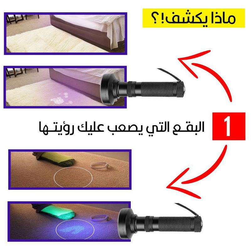 لوكس  يكشف العقارب ووالعملات المزورة بالأشعة فوق البنفسجية