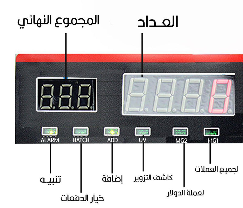 جهاز عد أوراق نقود وكـاشف التـزوير Bill Counter Money Counting Machine Detector UV MG Bank