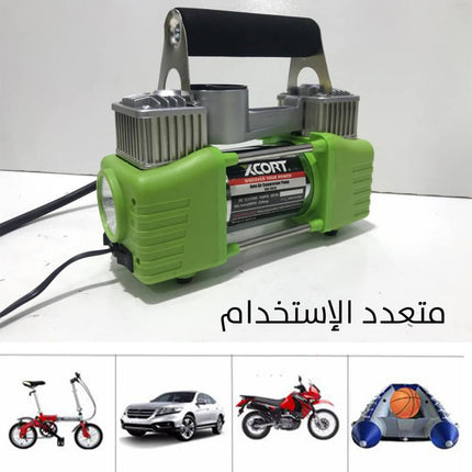 منفاخ عجل سيارة مع ضوء ليد يعمل على شاحن السيارة XCORT Auto Air Compressor