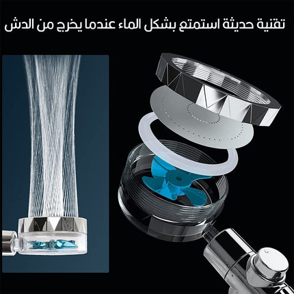 دش مع مروحة مع فلتر معالج للشعر والبشرة Shower with fan and filter for hair and skin treatment