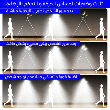 اضاءة شمسية مع مستشعر  برأسين تعمل بالطاقة الشمسية