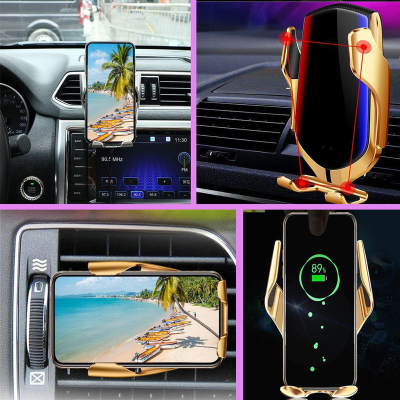 ستاند هاتف مع شاحن وايرلس للسيارة  R1 smart sensor car wireless charger