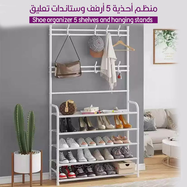 منظم  أحذية 5 أرفف وستاندات تعليق متعددة الإستخدام