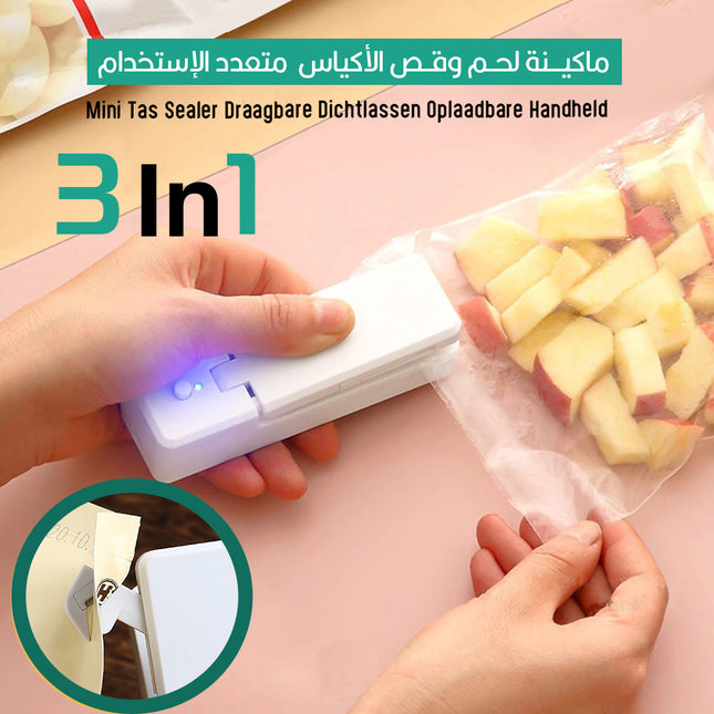 ماكينة لحم وقص الأكياس متعدد الإستخدام Mini Tas Sealer Draagbare 3 IN 1