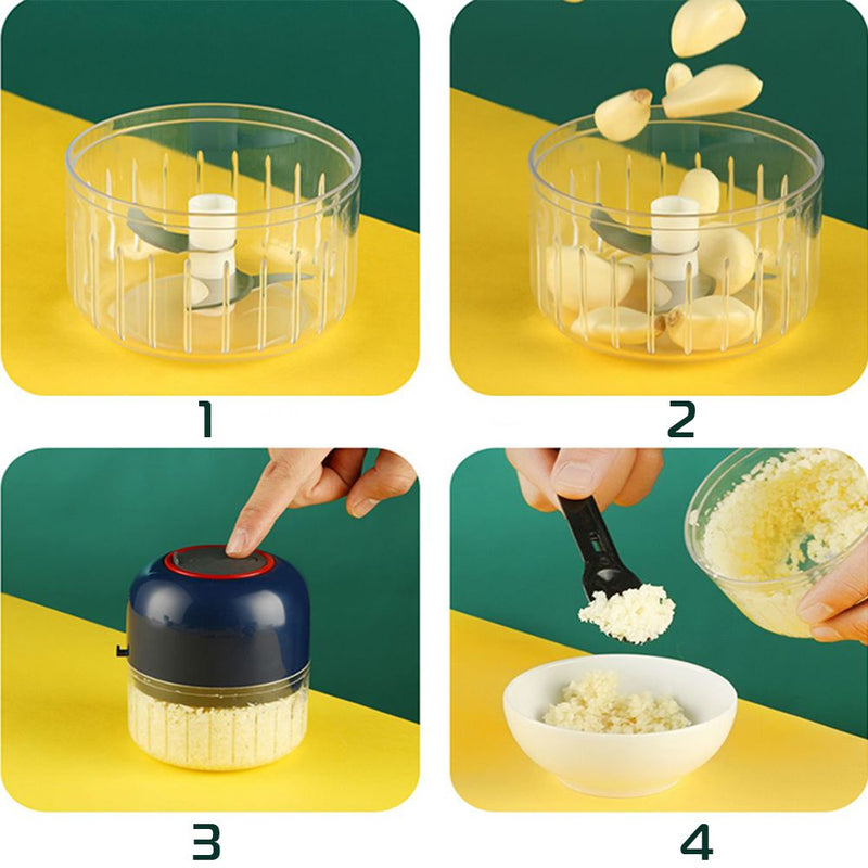 مفرمة ثوم تعمل بالشحن مع ملعقة 250 مل multifunctional electric cooking machine garlic