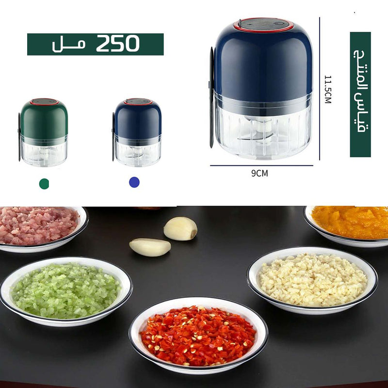 مفرمة ثوم تعمل بالشحن مع ملعقة 250 مل multifunctional electric cooking machine garlic