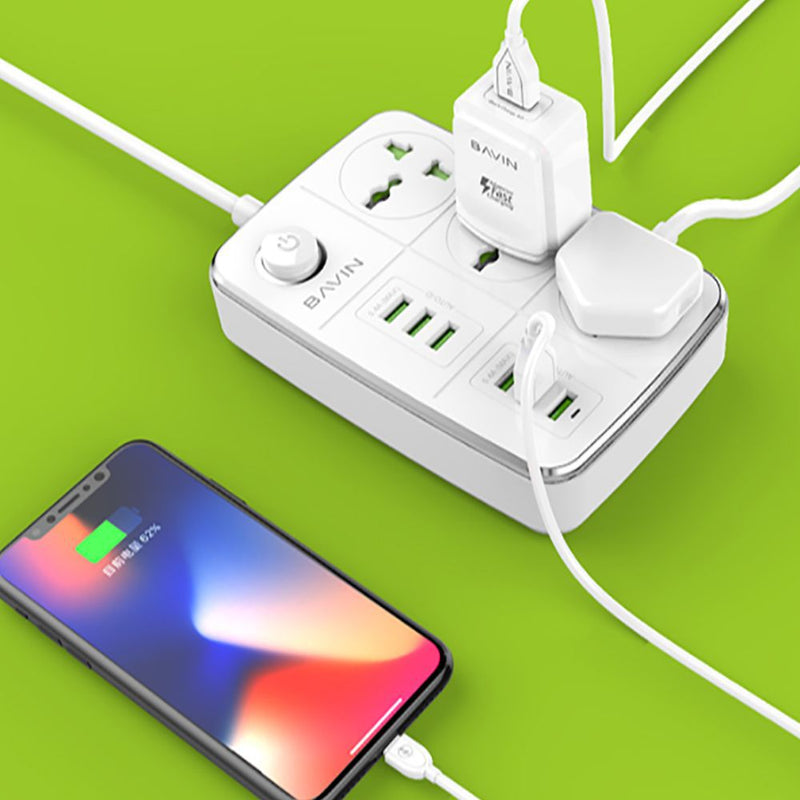 وصلة كهربائية بـ3 مقابس + 6 BAVIN 5.4A USB