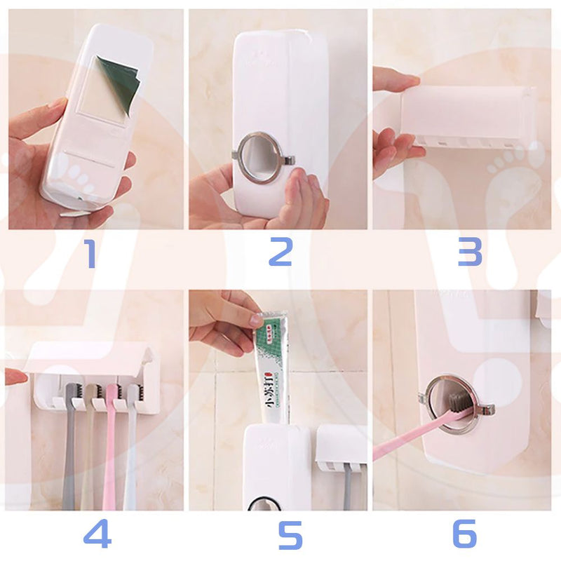 حمالة فراشي الأسنان والمعجون Toothpaste Dispenser