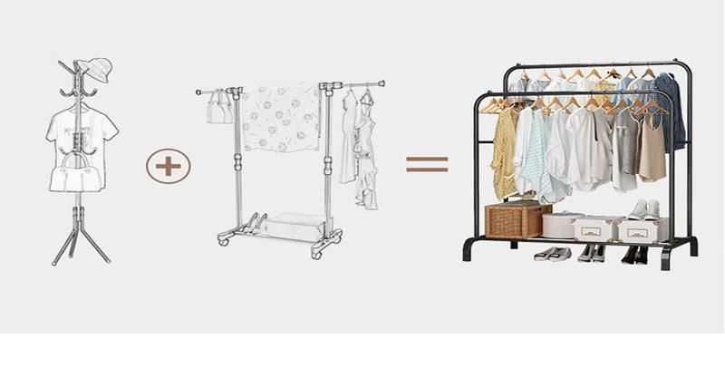 ستاند معدني دبل للملابس متعدد الإستخدام Double multi- use  metal clothes stand