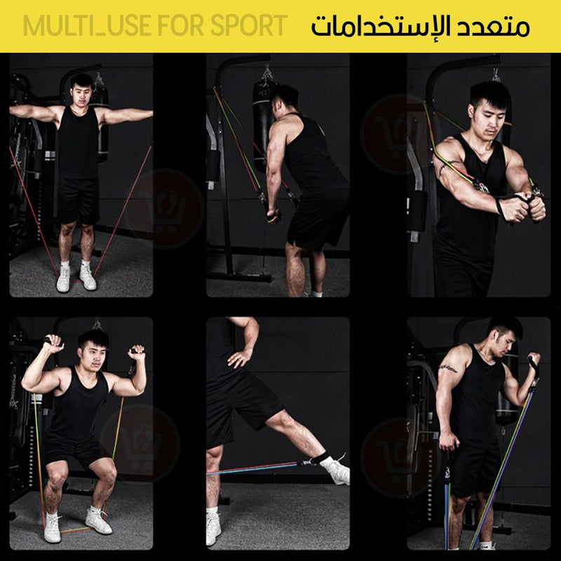 أحبال مقاومة مرنة خماسية للرياضة Resistance Band Power Exercise With Handles