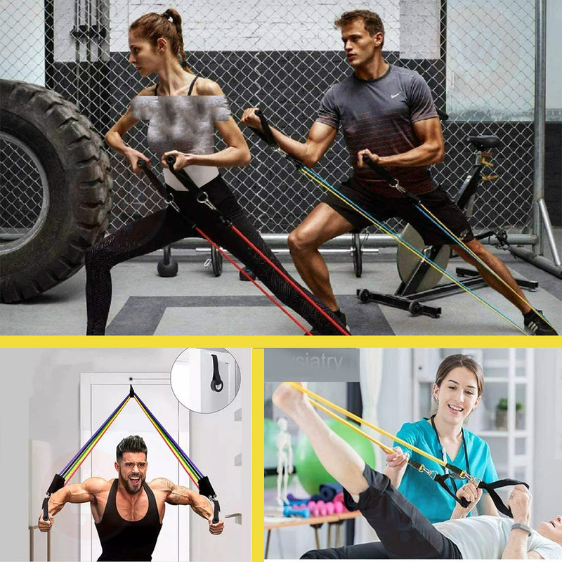 أحبال مقاومة مرنة خماسية للرياضة Resistance Band Power Exercise With Handles