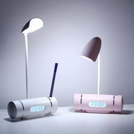 تيبل لامب وساعة منبه وسبيكر موسيقى ومقلمة  Table lamp, alarm clock, bluetooth headset and pencil case