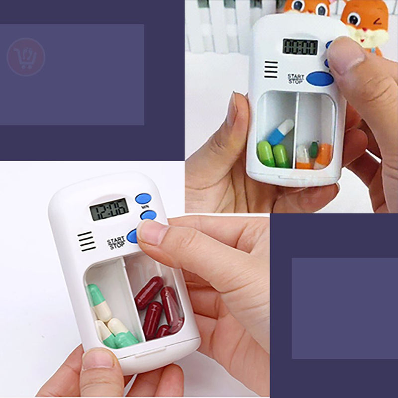 منظم الأدوية بساعة تذكير ومنبه Mini Portable Pill Reminder Medicine Alarm Timer