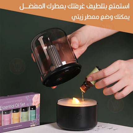 ملطف جو بمعطر زيتي مع إضاءة على شكل شمعة ultrasonic atomization