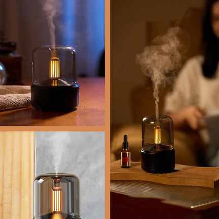 ملطف جو بمعطر زيتي مع إضاءة على شكل شمعة ultrasonic atomization