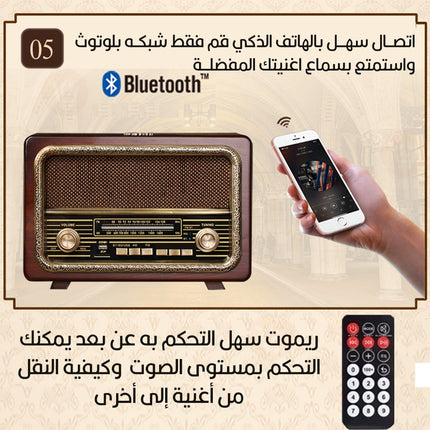 راديو سبيكر كلاسيكي بلوتوث  NNS Wooden Radio Bluetooth