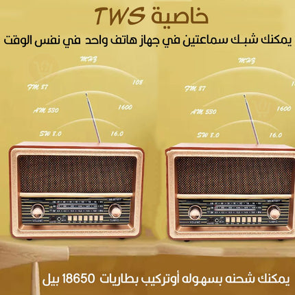 راديو سبيكر كلاسيكي بلوتوث  NNS Wooden Radio Bluetooth