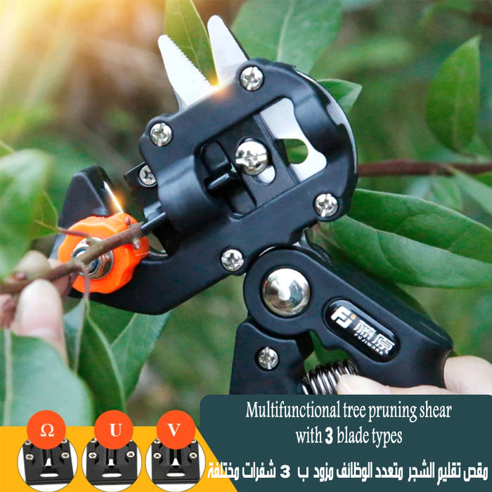 مقص تركيب الشجر متعدد الوظائف مزود  ب 3 شفرات مختلفةMultifunctional tree pruning shear with 3 blade types