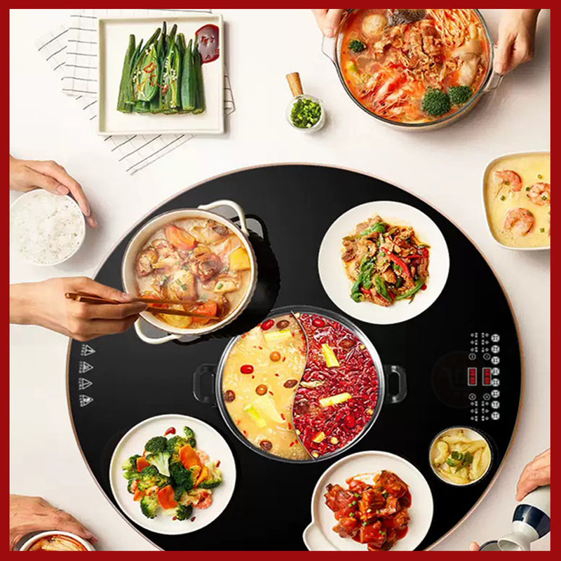 غاز دائري لتسخين الأطعمة قابل للدوران  Electric Warming Tray, Home Multi-Function Food Insulation Board