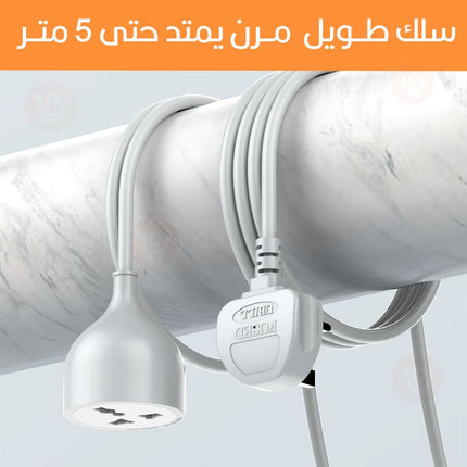 فيش ثلاثي بسلك 5 متر 10امبير Ldnio  UNIVERSAL POWER STRIP WITH 5M EXTENSION POWER CORD