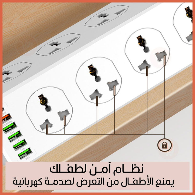 وصلة كهربائية 10 مقابس و5 مداخل  usb +مدخلLdnio sc10610 type c