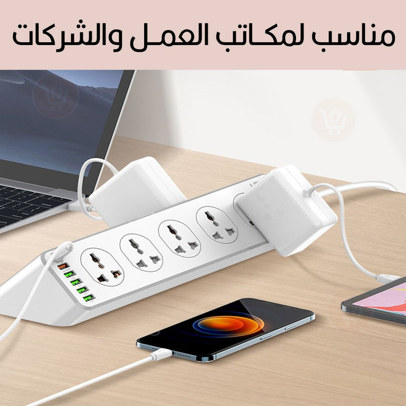 وصلة كهربائية 10 مقابس و5 مداخل  usb +مدخلLdnio sc10610 type c