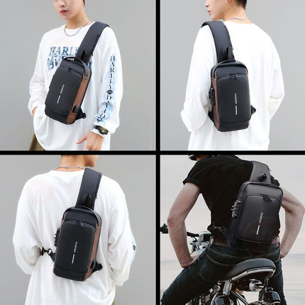 شنتة كتف ضد السرقة وشاحن Anti-Theft Shoulder Bag, USB Charging, Waterproof chuckl