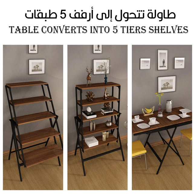 طاولة تتحول  إلى أرفف 5 طبقات Table  converts into 5 tiers shelves