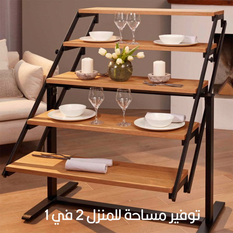 طاولة تتحول  إلى أرفف 5 طبقات Table  converts into 5 tiers shelves