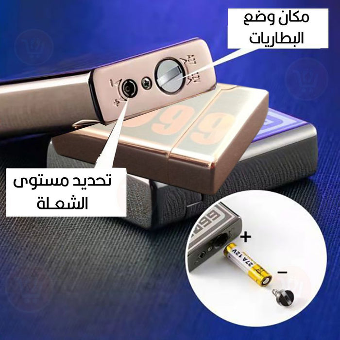 ولاعة ليزرية بشراره كهربائية تعمل بالبطارية Metal Loud Oblique Flame Pipe Lighter