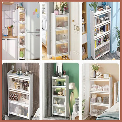 خزانة معدنية 3 طبقات مع ابواب Kitchen fluted flip shelf