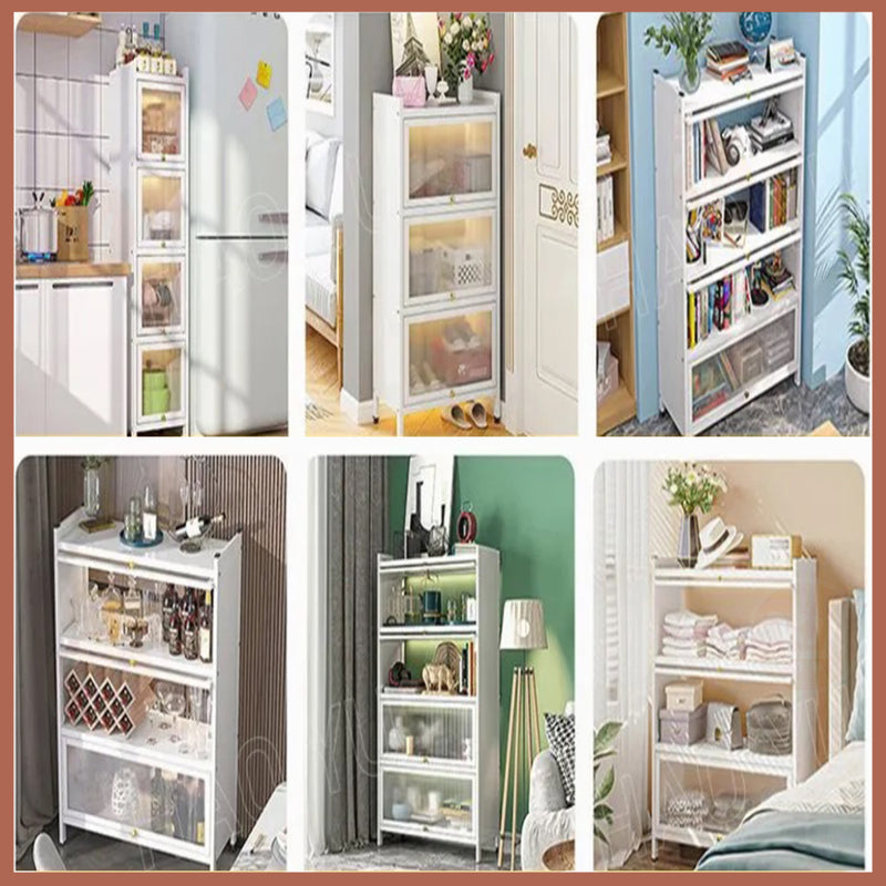 خزانة معدنية 3 طبقات مع ابواب Kitchen fluted flip shelf