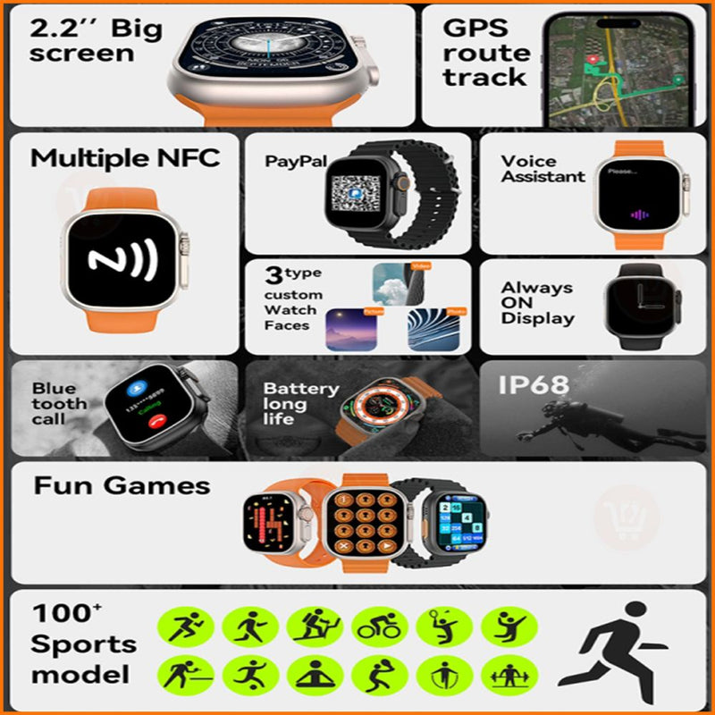 ساعة ذكية رياضية wiwu  Smart Watch SW01 Ultra 1.9inch