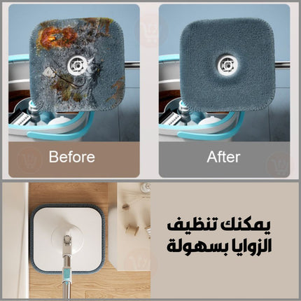 ممسحة دوارة للأرضيات مع دلو مربع الشكل 360 spin mop with bucket clear water