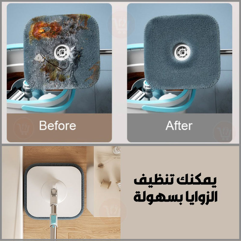 ممسحة دوارة للأرضيات مع دلو مربع الشكل 360 spin mop with bucket clear water