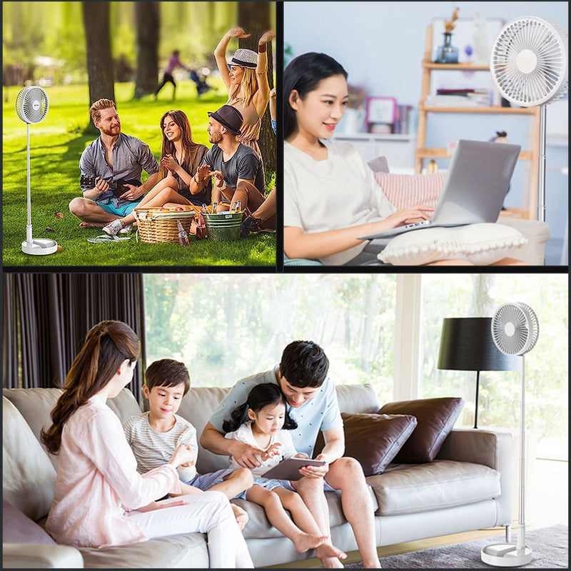 مروحة شحن قابلة التحكم بالطول والطي مع ريموت FOLDABLE FAN 180 DEGREE