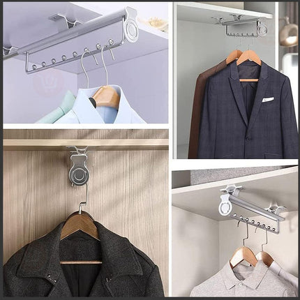 سكة معدنية لتعليق ملابس قابلة للسحب Retractable metal clothes hanger