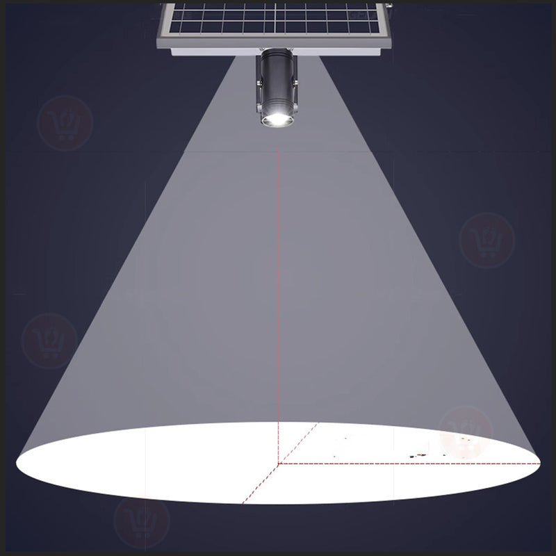 كشاف يعلق على الجدار أو على الأرض مع لوح شمسي A spotlight that hangs on the wall or on the ground with a solar