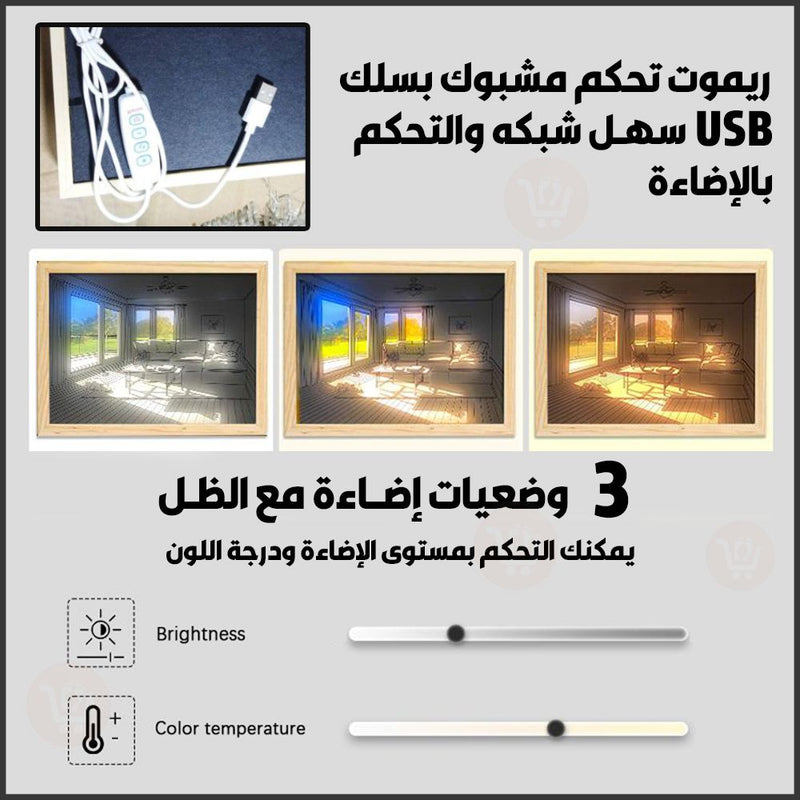 برواز مضيئ ليد لديكور المنزل يعمل بمدخل usb