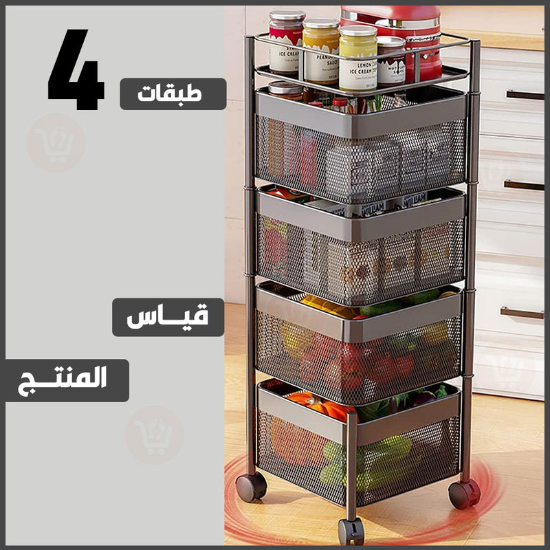 رفوف مربعة معدنية متعددة الطبقات لإستخدامات عديدة قابلة للدوران   layers Kitchen Rotating Trolley