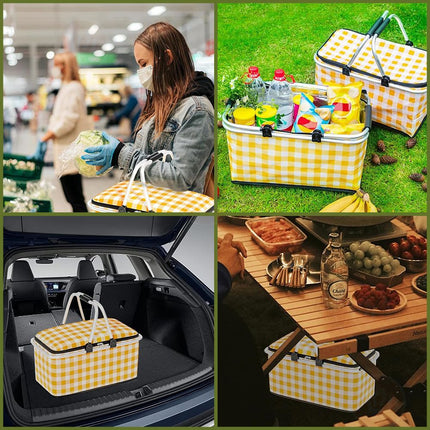 مفرش وسلة رحلات لحفظ الطعام والشراب Lunch Bag Double Handle Foldable For Picnic