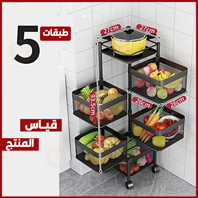 رفوف مربعة معدنية متعددة الطبقات لإستخدامات عديدة قابلة للدوران   layers Kitchen Rotating Trolley