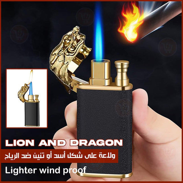 ولاعة على شكل أسد أو تنين ضد الرياح Lion and Dragon  Lighter wind proof