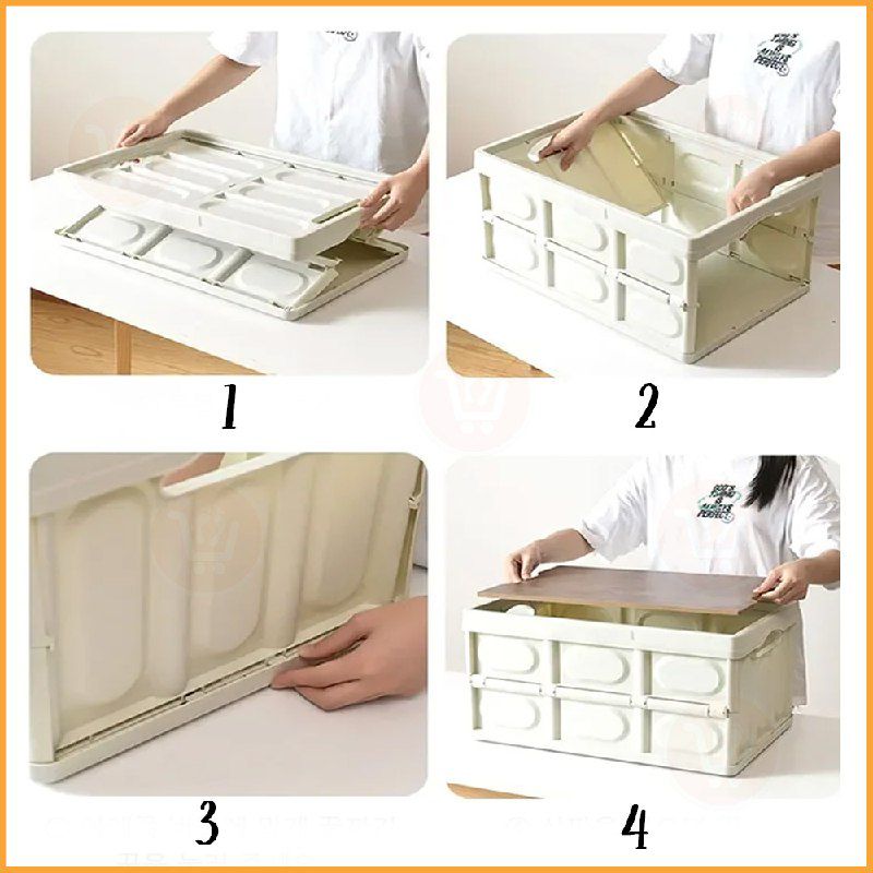 صندوق تخزين بغطاء خشبي Storage box with wooden lid