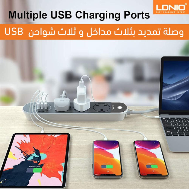 وصلة تمديد بثلاث مداخل ,وثلاث مداخل uSB