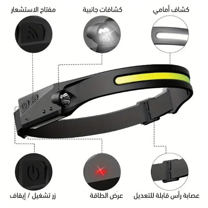 كشاف للرأس مع سنسور عن بعد شحن Led Headlamp